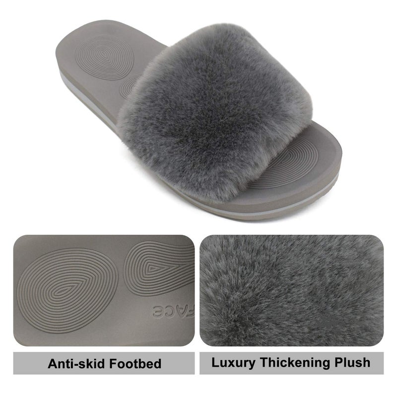 COFACE Womens Slippers with Arch Support Comfy Open Toe Fuzzy Woman House Shoes Size 11 Plantar Fasciitis Orthotic Slippers-for-Women Indoor - Image 4